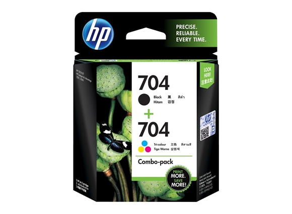 HP 704 2-pack Black/Tri-color Original Ink Advantage Cartridges